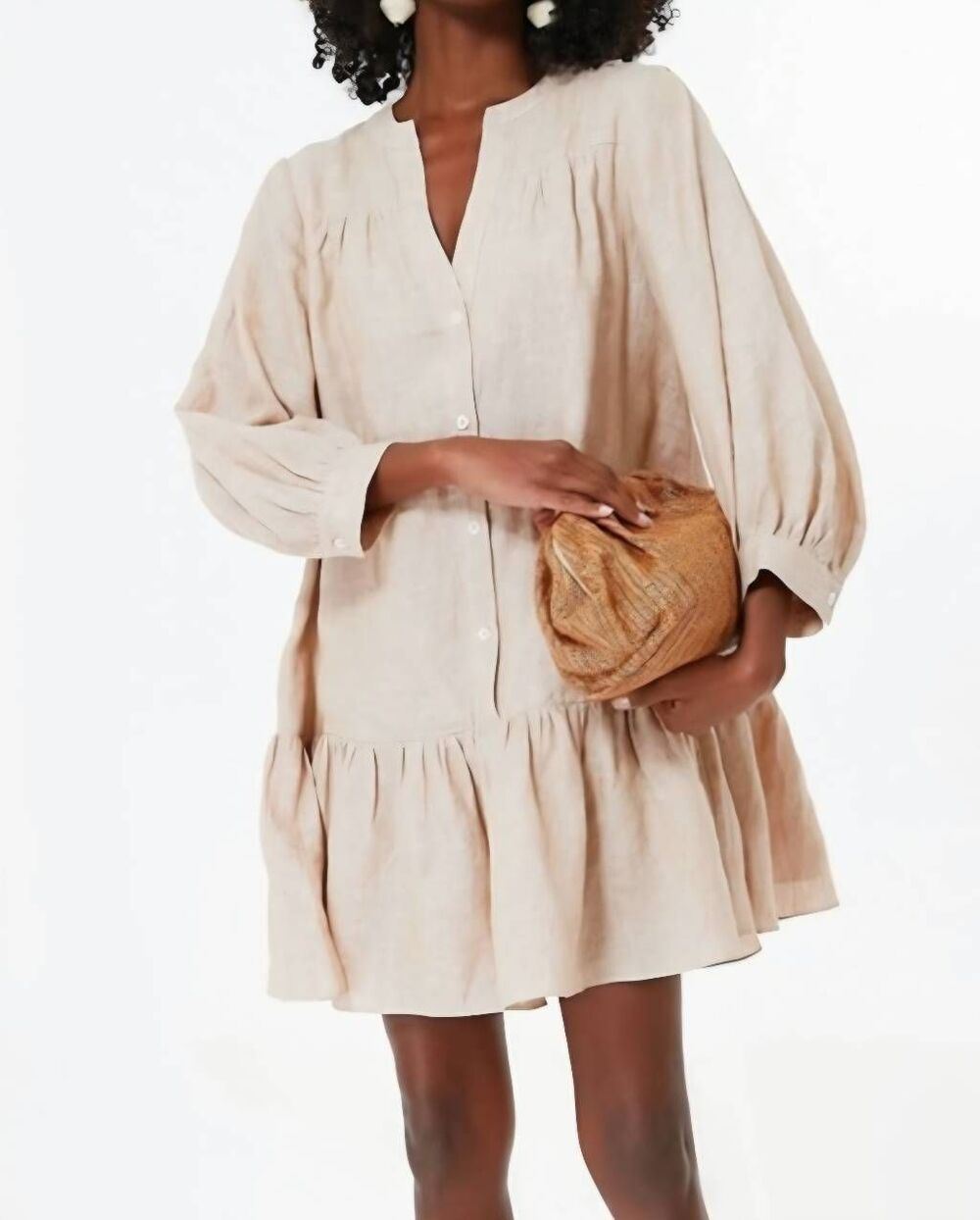 Tuckernuck Pomander Place Hazelnut Frankie Linen Dress Sz Medium